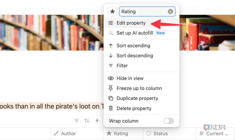 edit property in Notion
