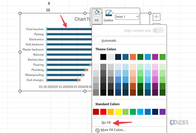 No fill for bars in Excel