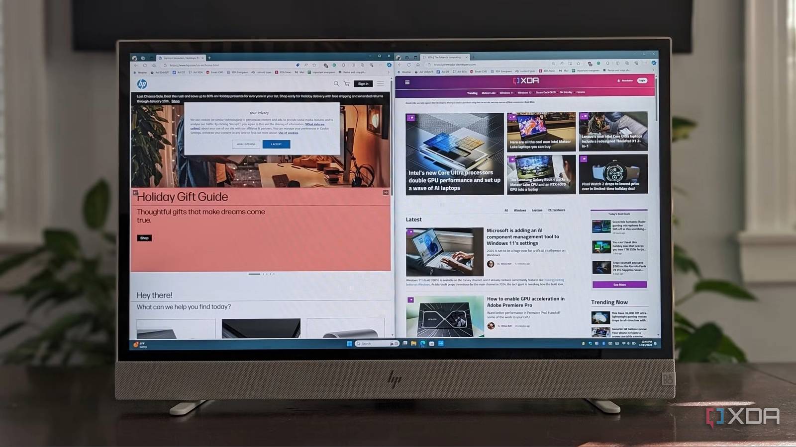 A phot of web browsing and Microsoft Edge open on the HP Envy Move