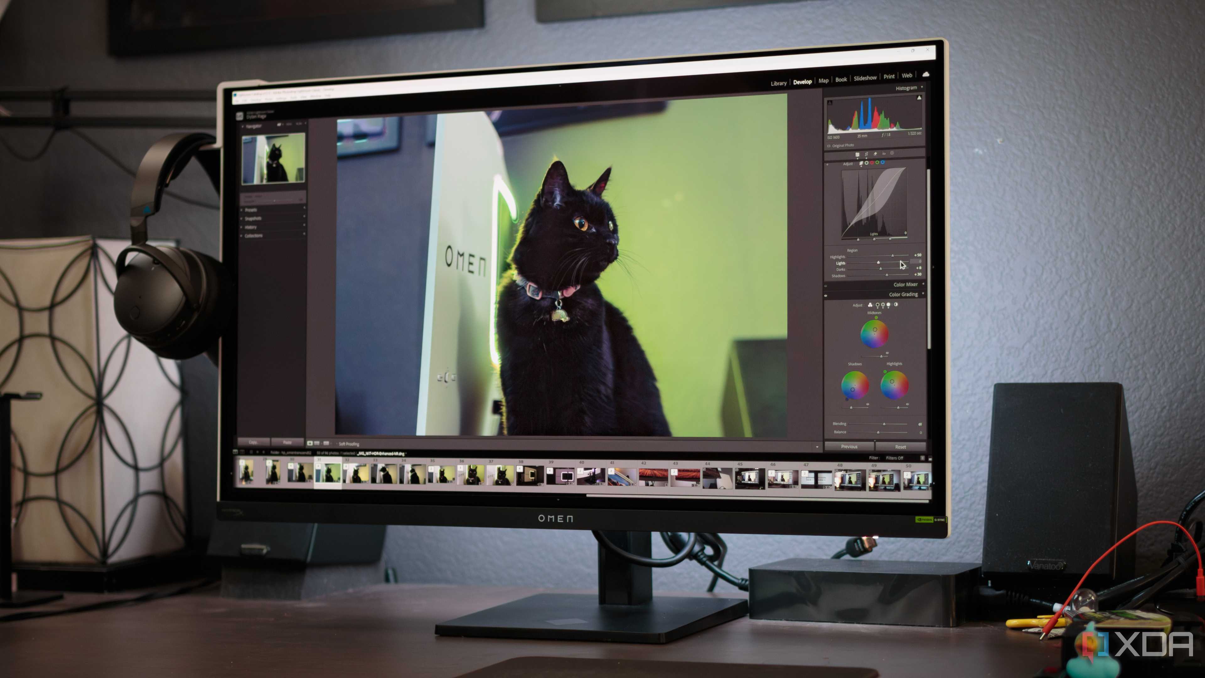 A photo in Adobe Lightroom on the HP OMEN Transcend 32 OLED.
