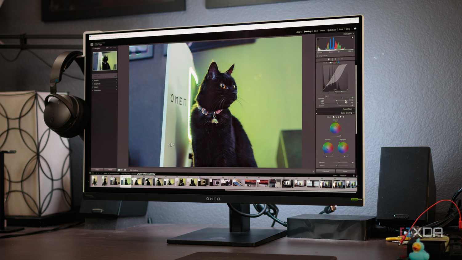 A photo in Adobe Lightroom on the HP OMEN Transcend 32 OLED.