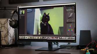 A photo in Adobe Lightroom on the HP OMEN Transcend 32 OLED.