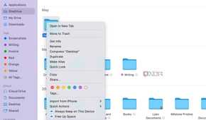 OneDrive options in Finder
