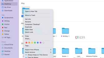 OneDrive options in Finder