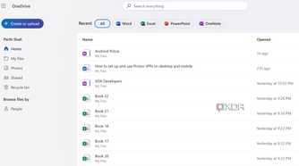OneDrive home on web