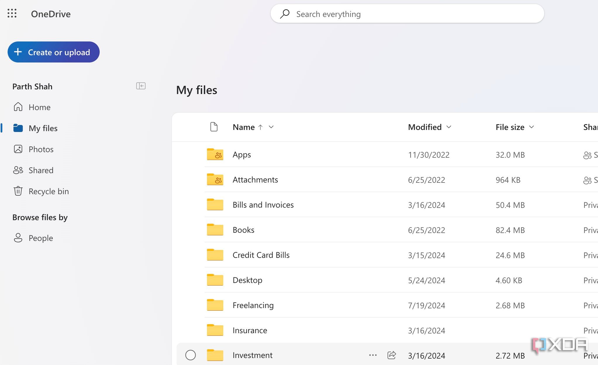 OneDrive cloud on web
