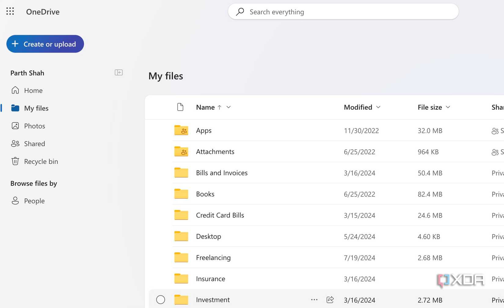 OneDrive cloud on web