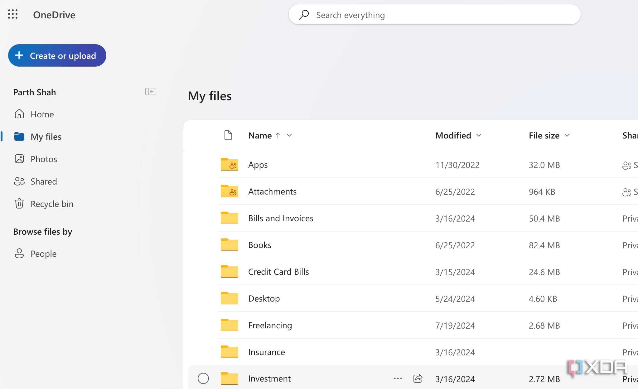 OneDrive cloud on web