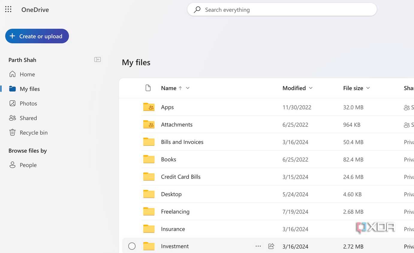 OneDrive cloud on web