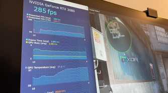 A photo showing some performance metrics measured by Intel PresentMon