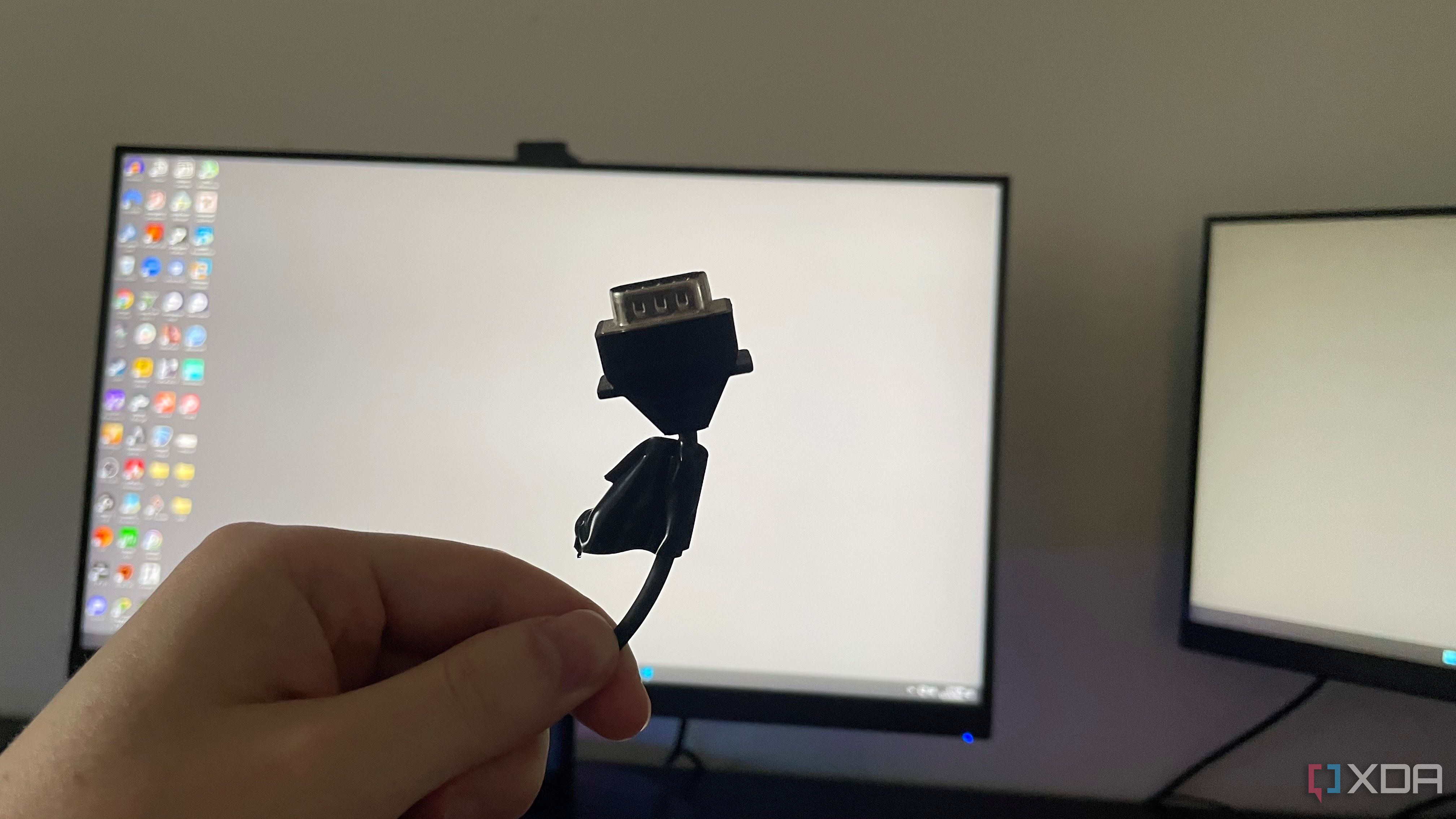 A serial cable marked by electrical tape