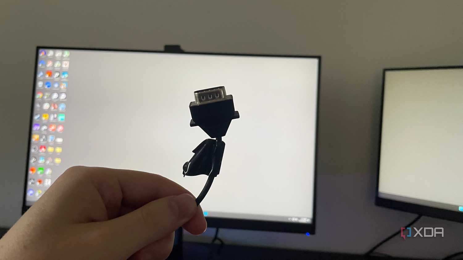 A serial cable marked by electrical tape