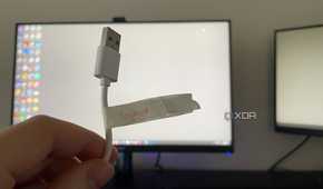 A USB-C cable marked as "keyboard"