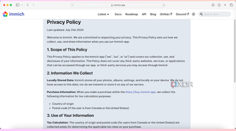 Immich privacy policy