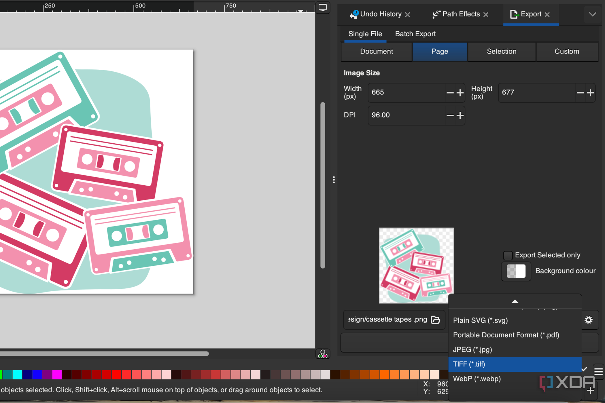 Inkscape-export-options