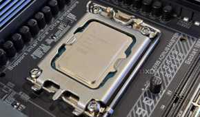An image of an Intel Core Ultra 9 285k installed on a motherboard socket.