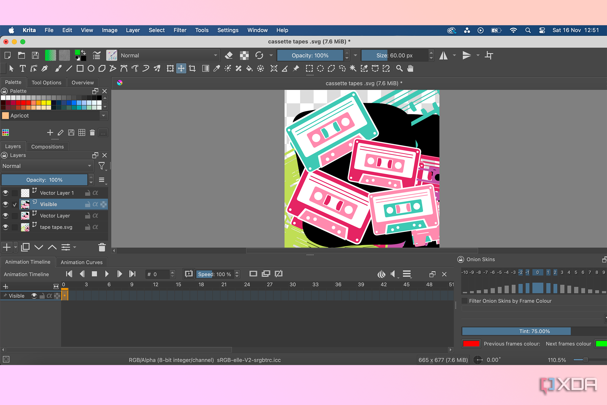 Krita animation timeline