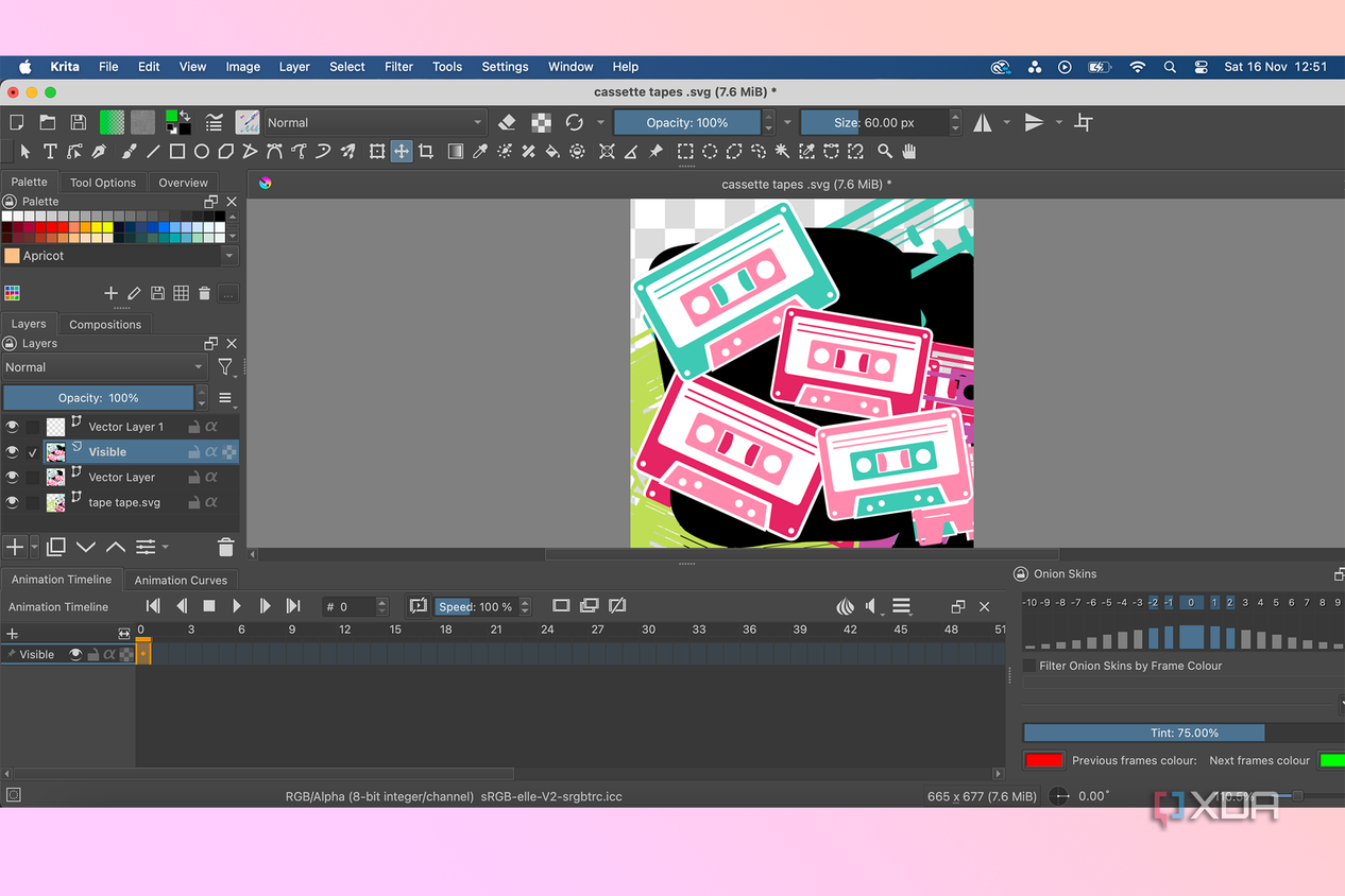 Krita animation timeline