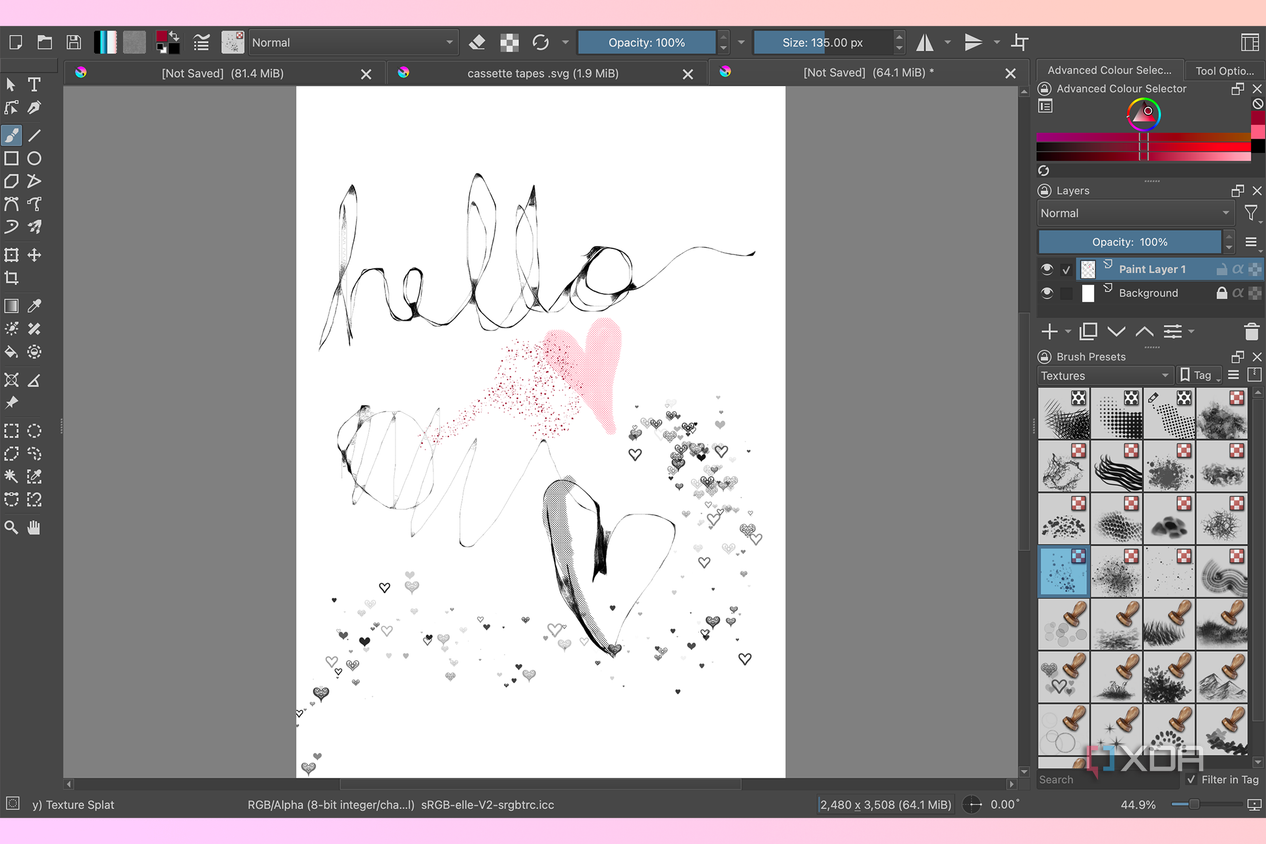 Texture brushes in Krita