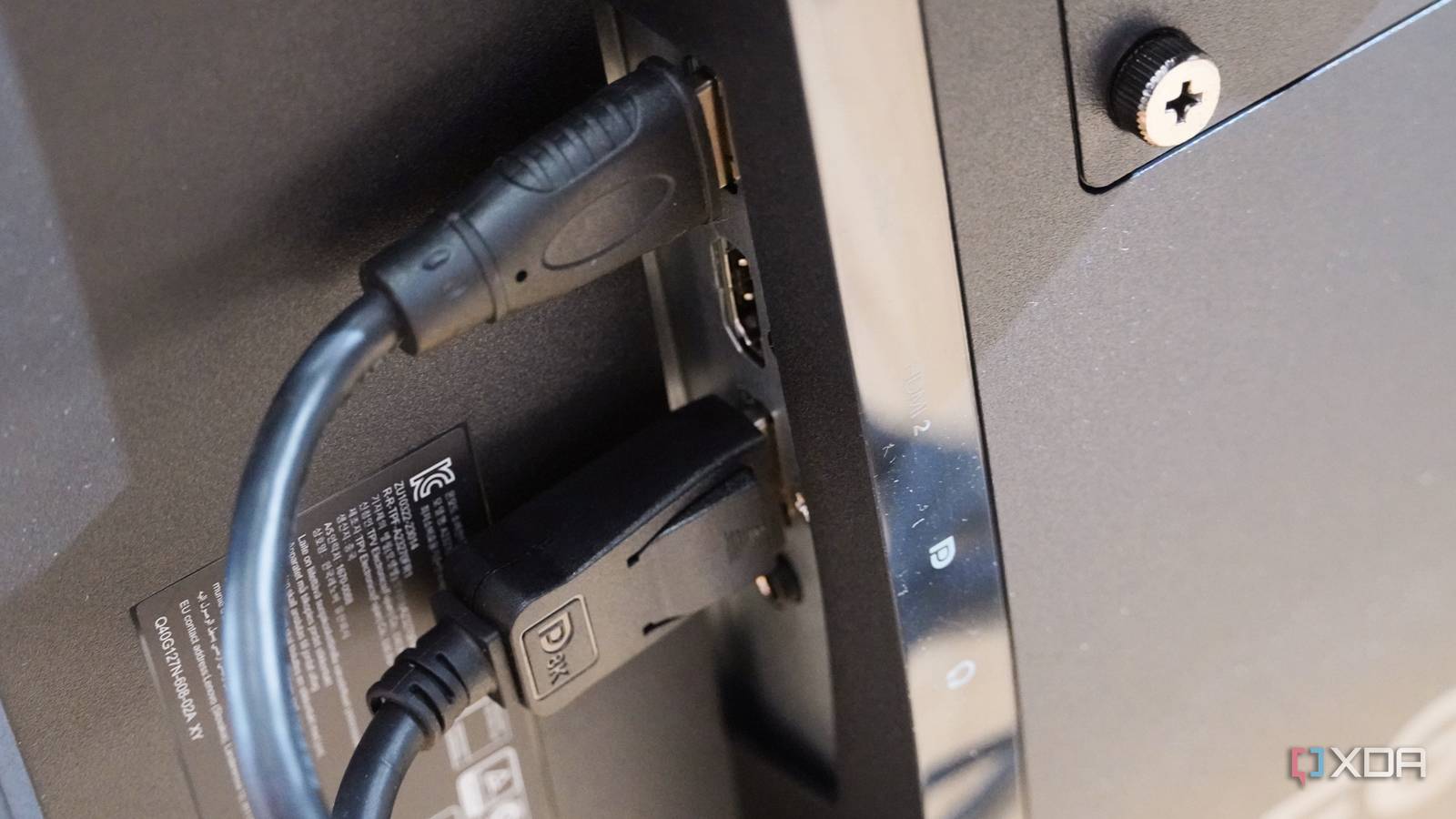 Ports on the back of the Lenovo Legion monitor.