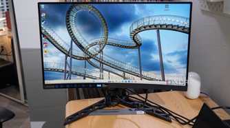 The Lenovo Legion monitor on a desk.