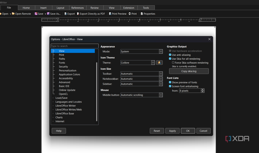 Screenshot showing option to add new icon in LibreOffice
