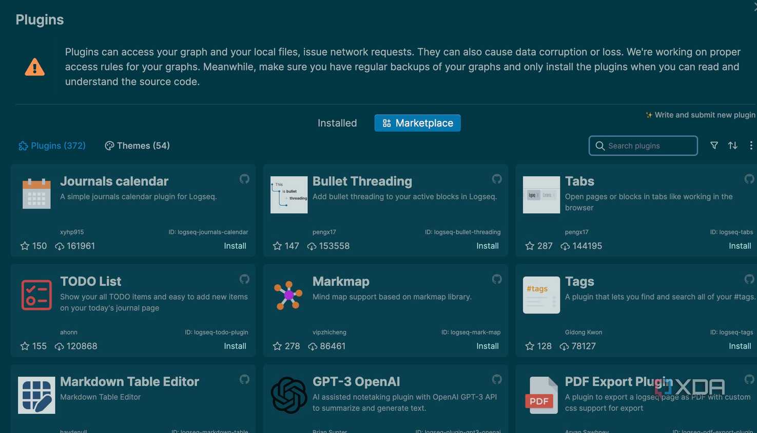 Logseq plugin store