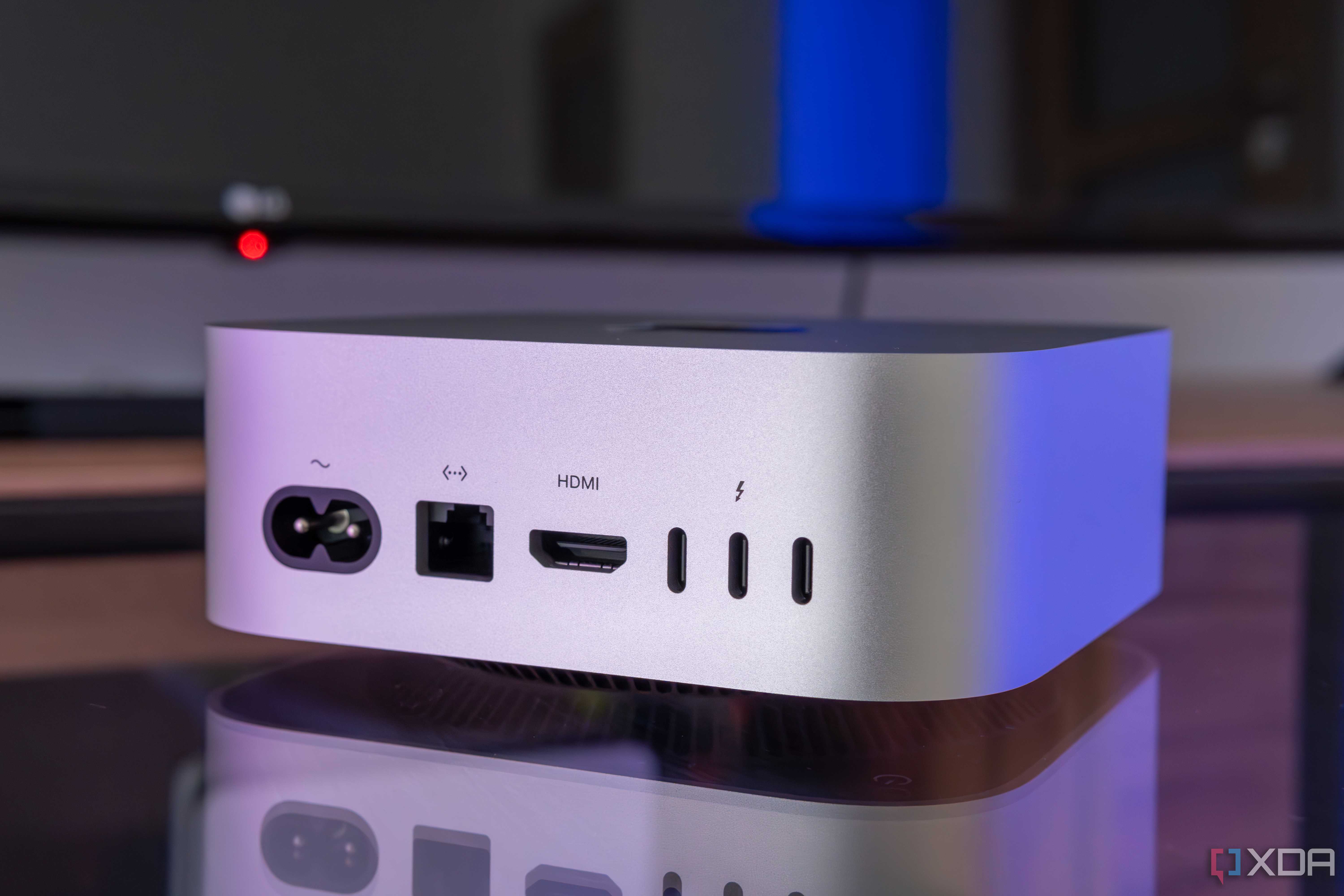Angled rear view of the M4 Mac Mini showing all the ports