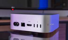 Angled rear view of the M4 Mac Mini showing all the ports