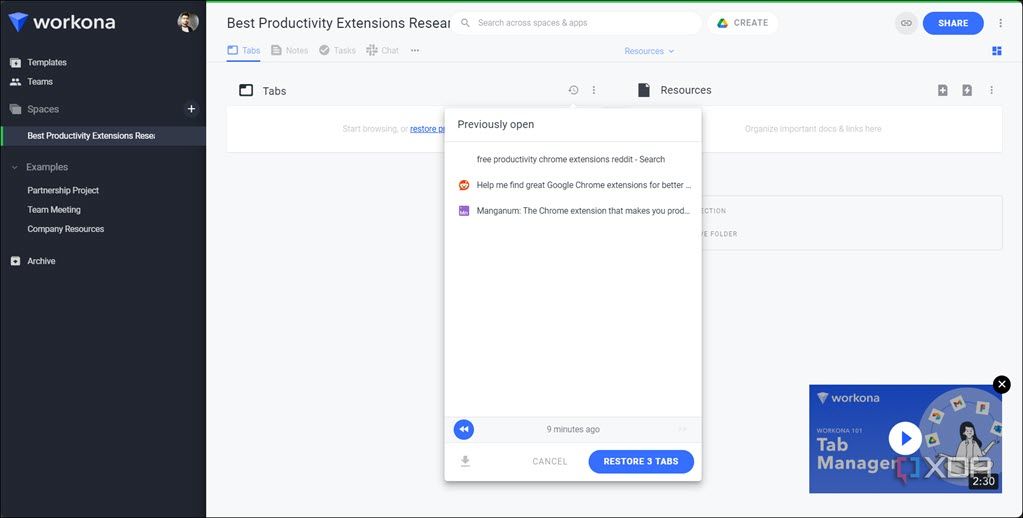 Manage your workspace in Workona