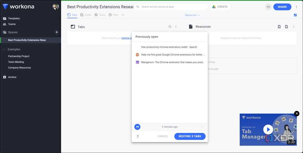 Manage your workspace in Workona