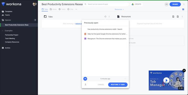 Manage your workspace in Workona