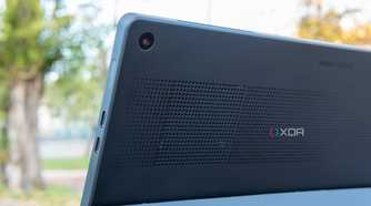 Close-up view of the rear camera on the Minisforum V3