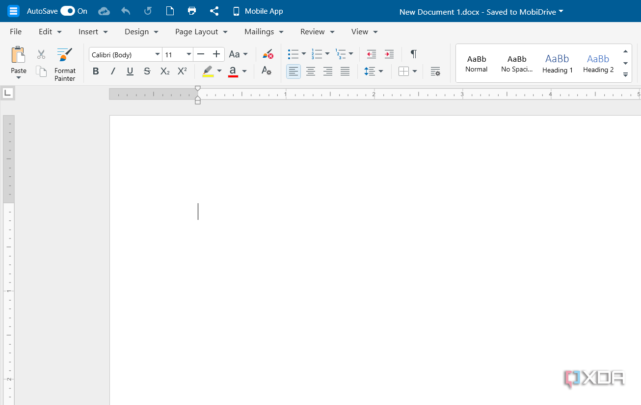 Screenshot showing the MobiOffice user interface