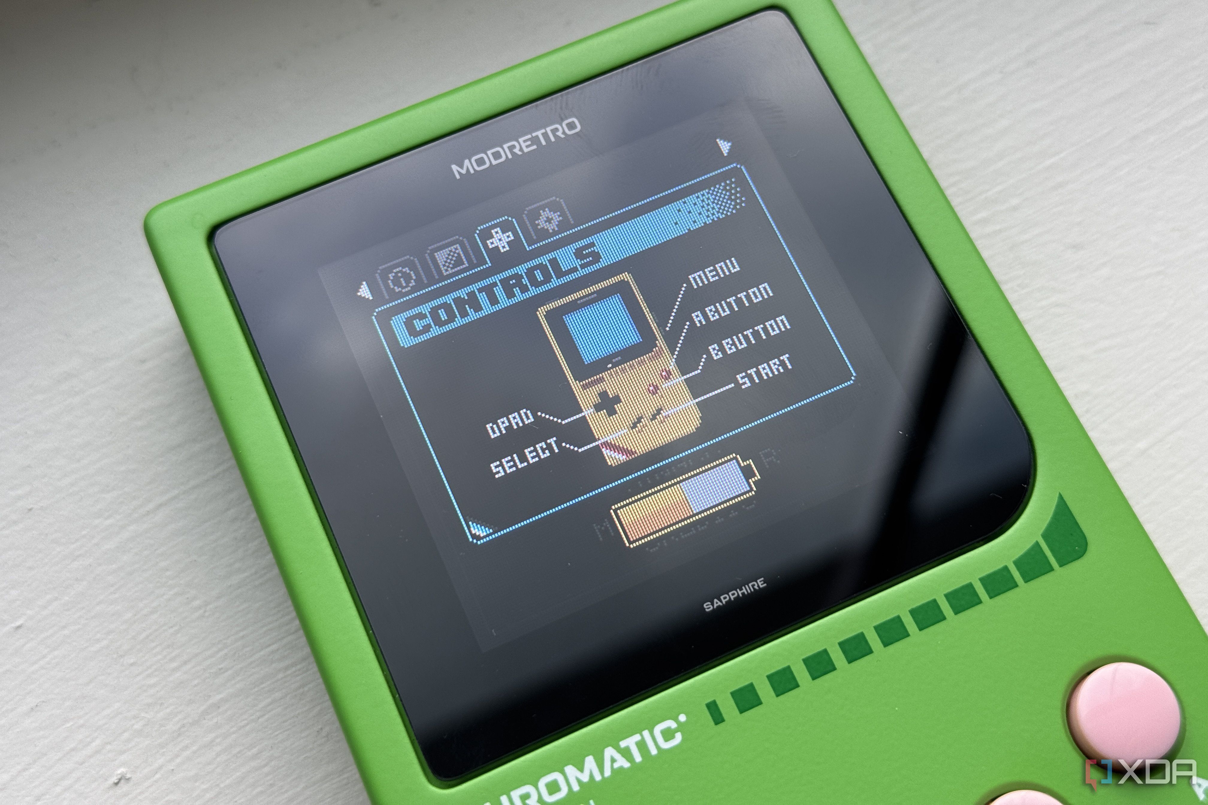 modretro chromatic in leaf color showing the control settings page