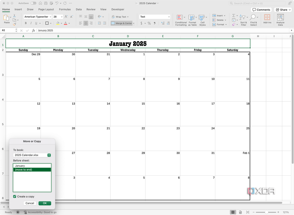 does excel have a calendar template
