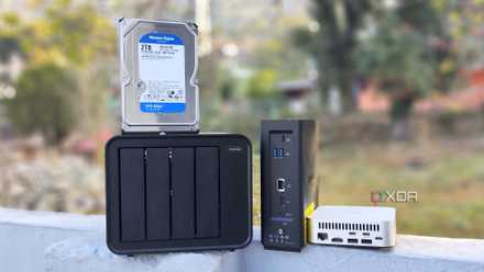 TerraMaster F4-424 Max, F8 SSD Plus and Aifro K100 placed side by side