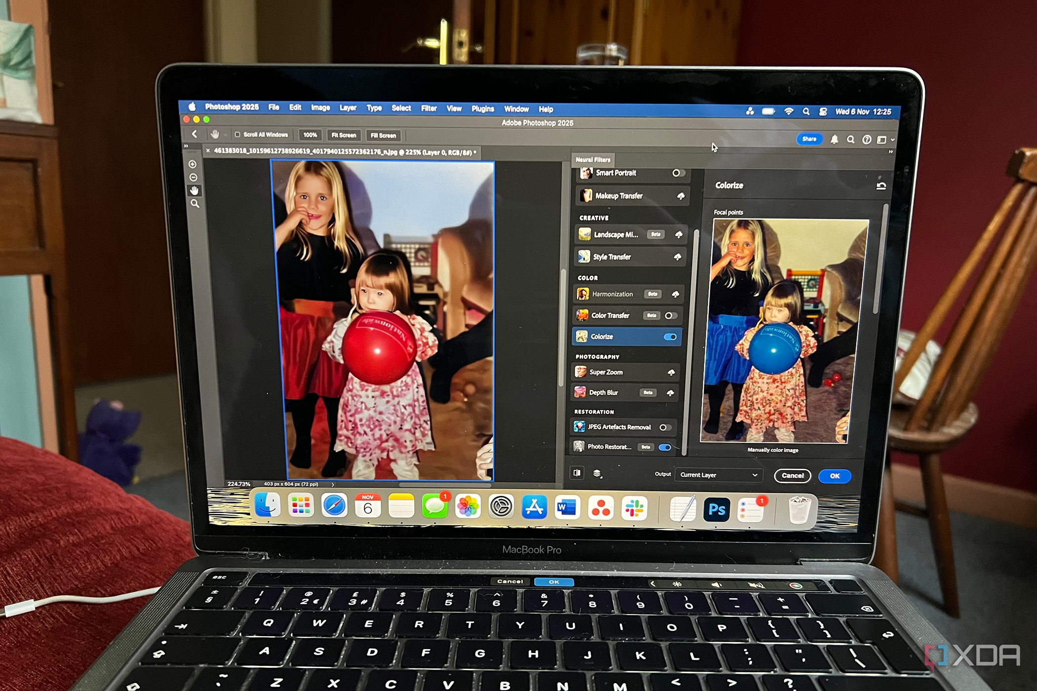 Photoshop's neural filter for Photo Restoration