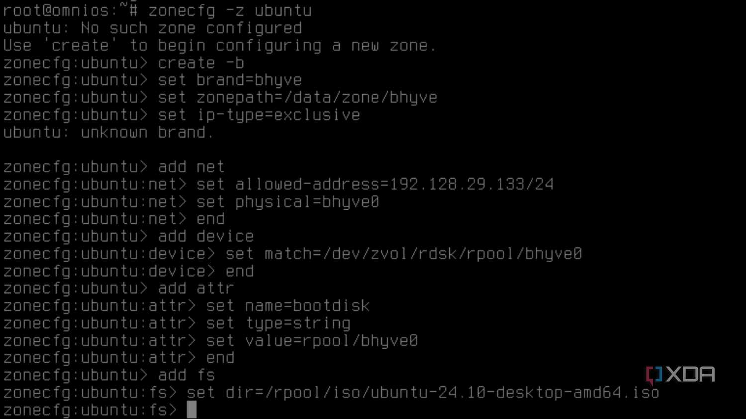 Creating a VM in OmniOS