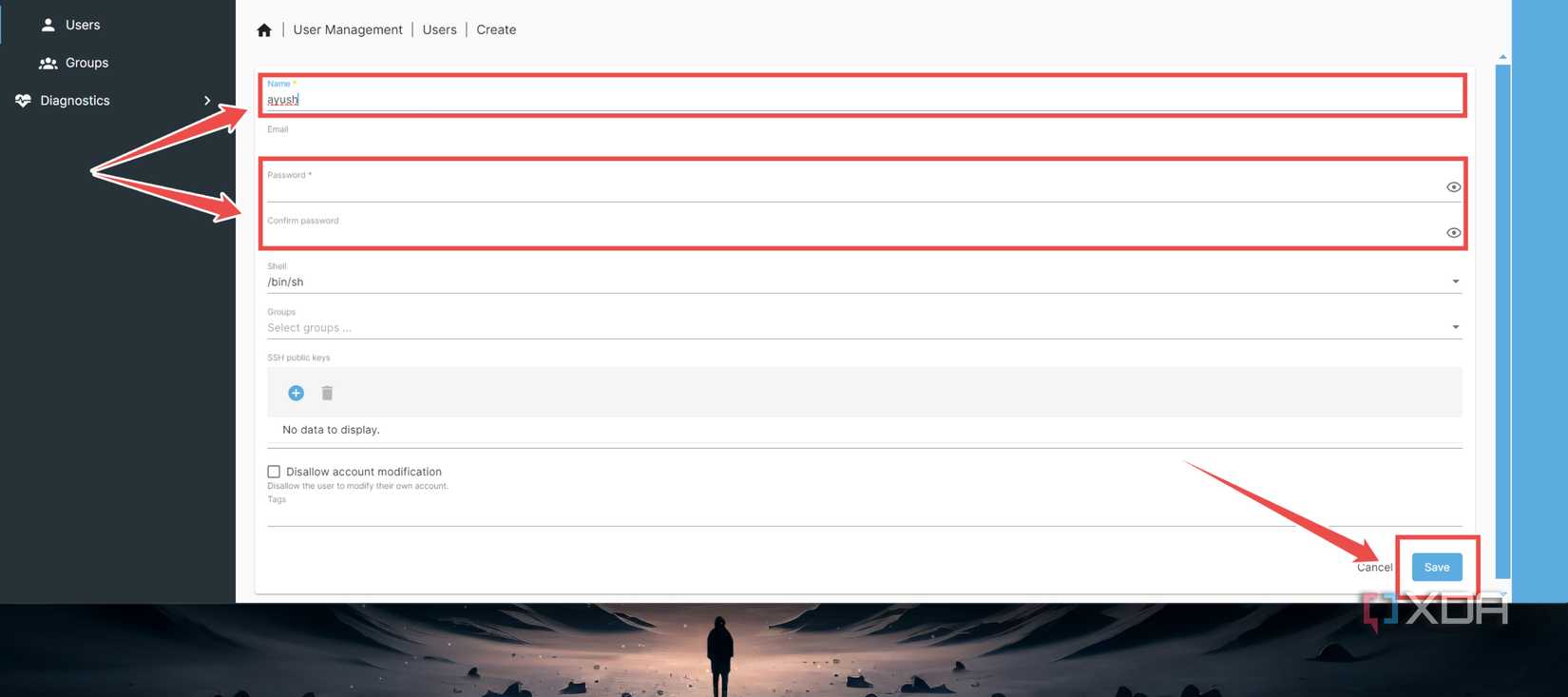 Creating the User in OMV