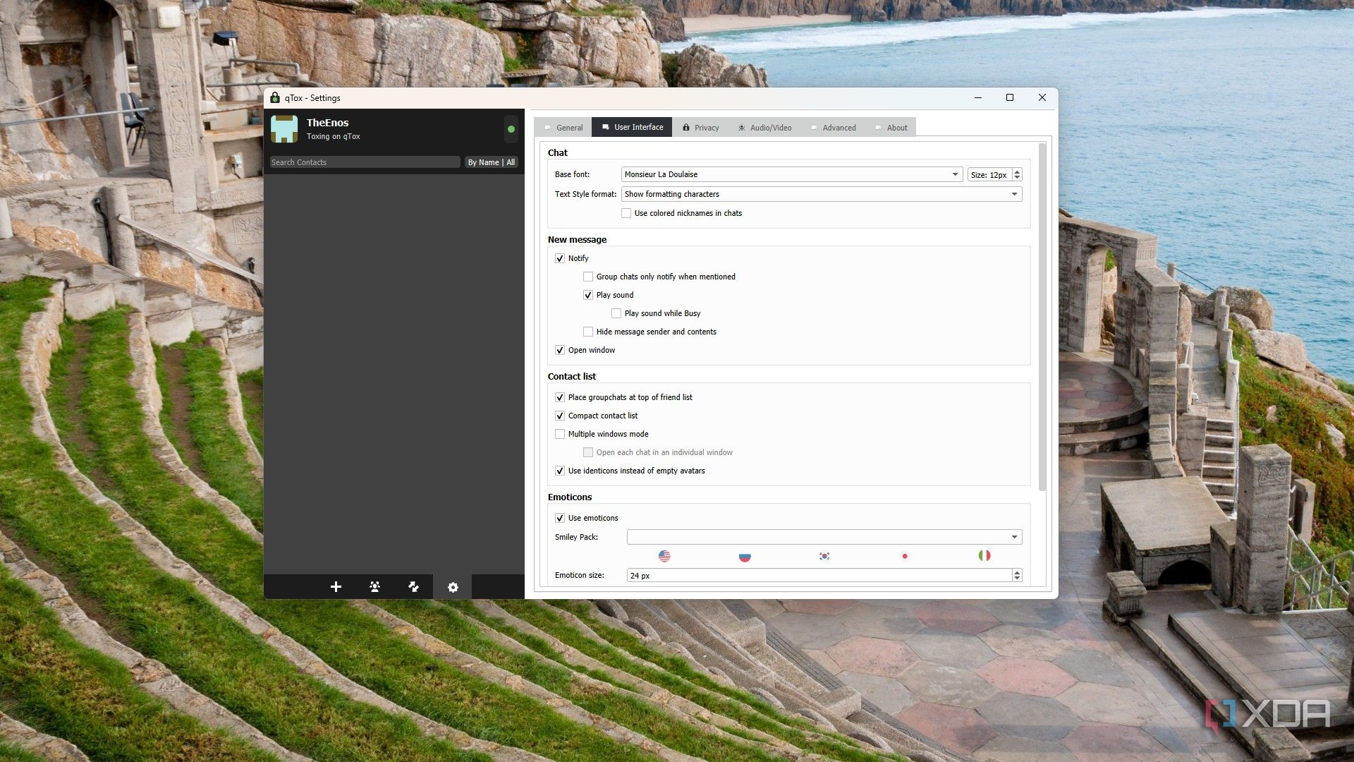 image showing the qtox settings user interface tab