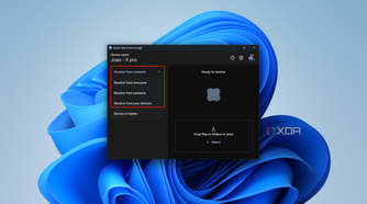 Screenshot of Quick Share from Google on Windows showing the option to choose who can share files with this device