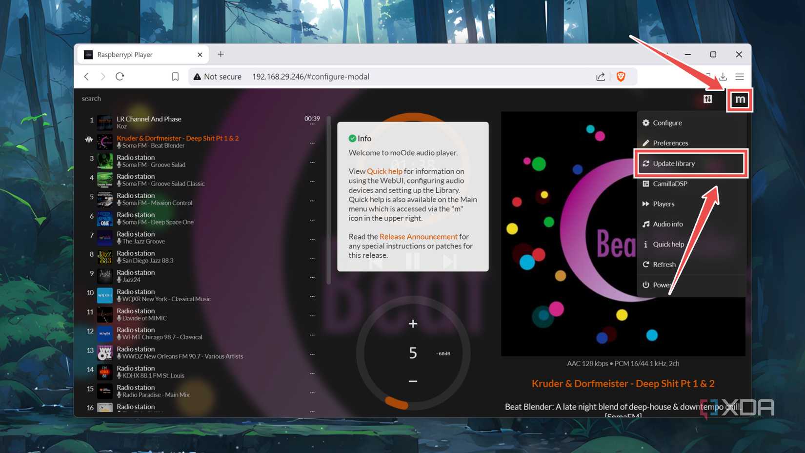 Updating the Library in the moOde Audio web UI