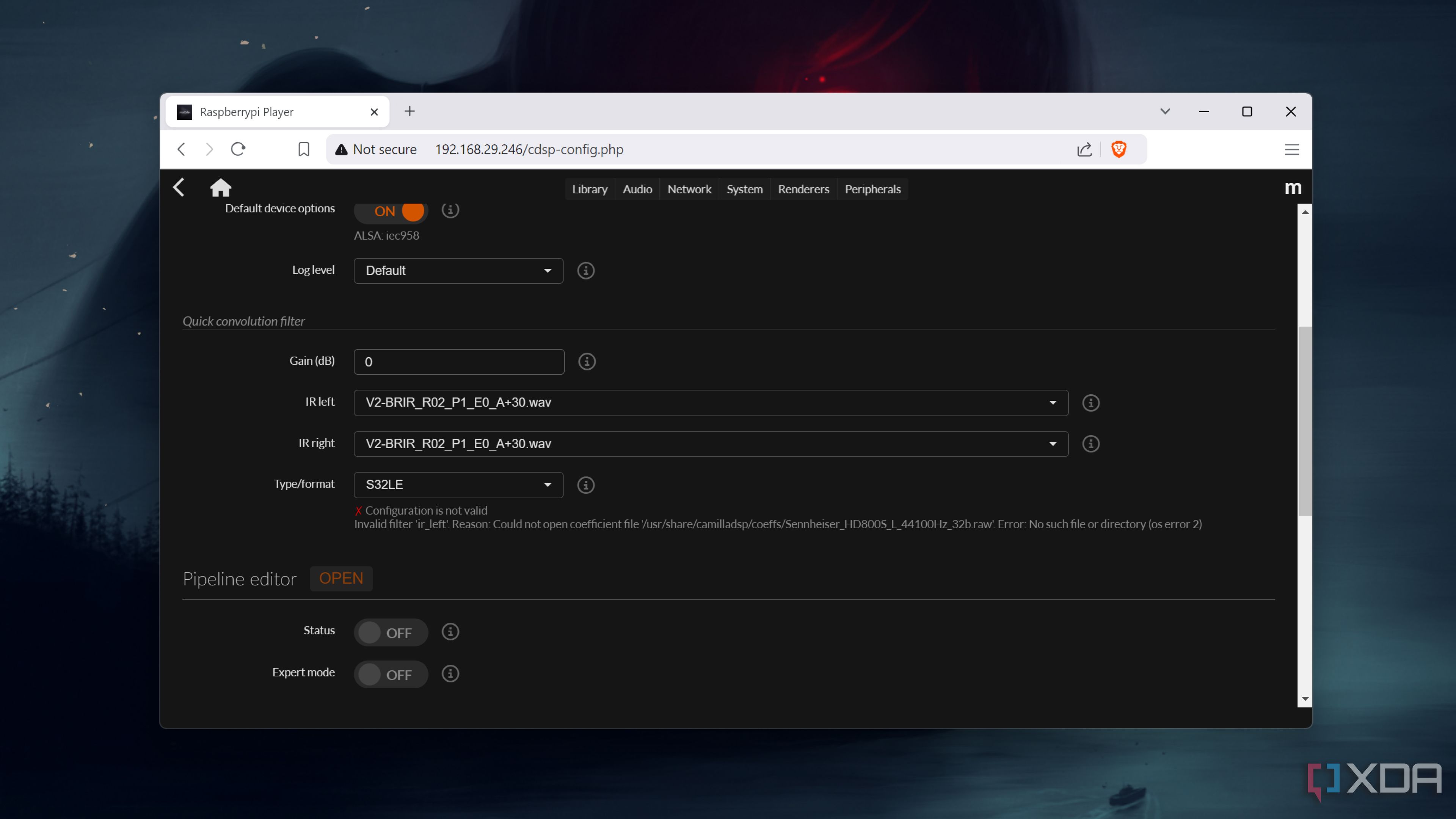 The Audio tab in the moOde Audio web UI