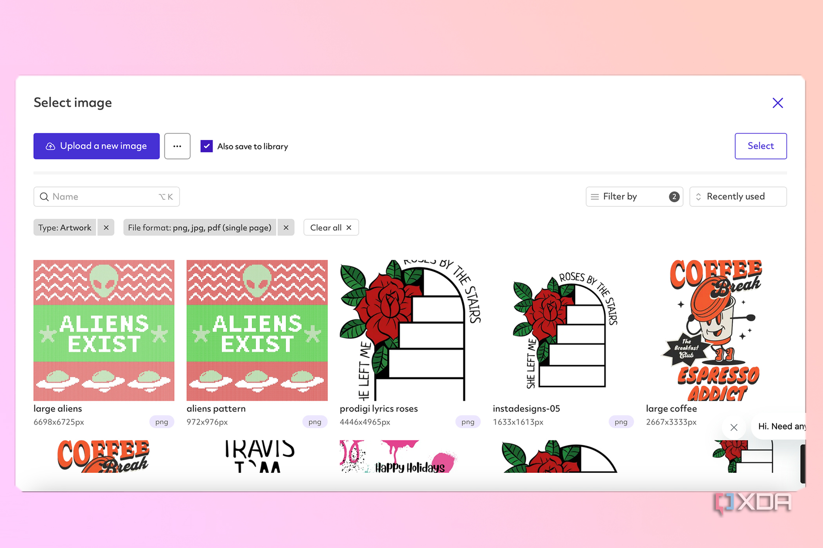 Raster graphics on an upload form for a print production website
