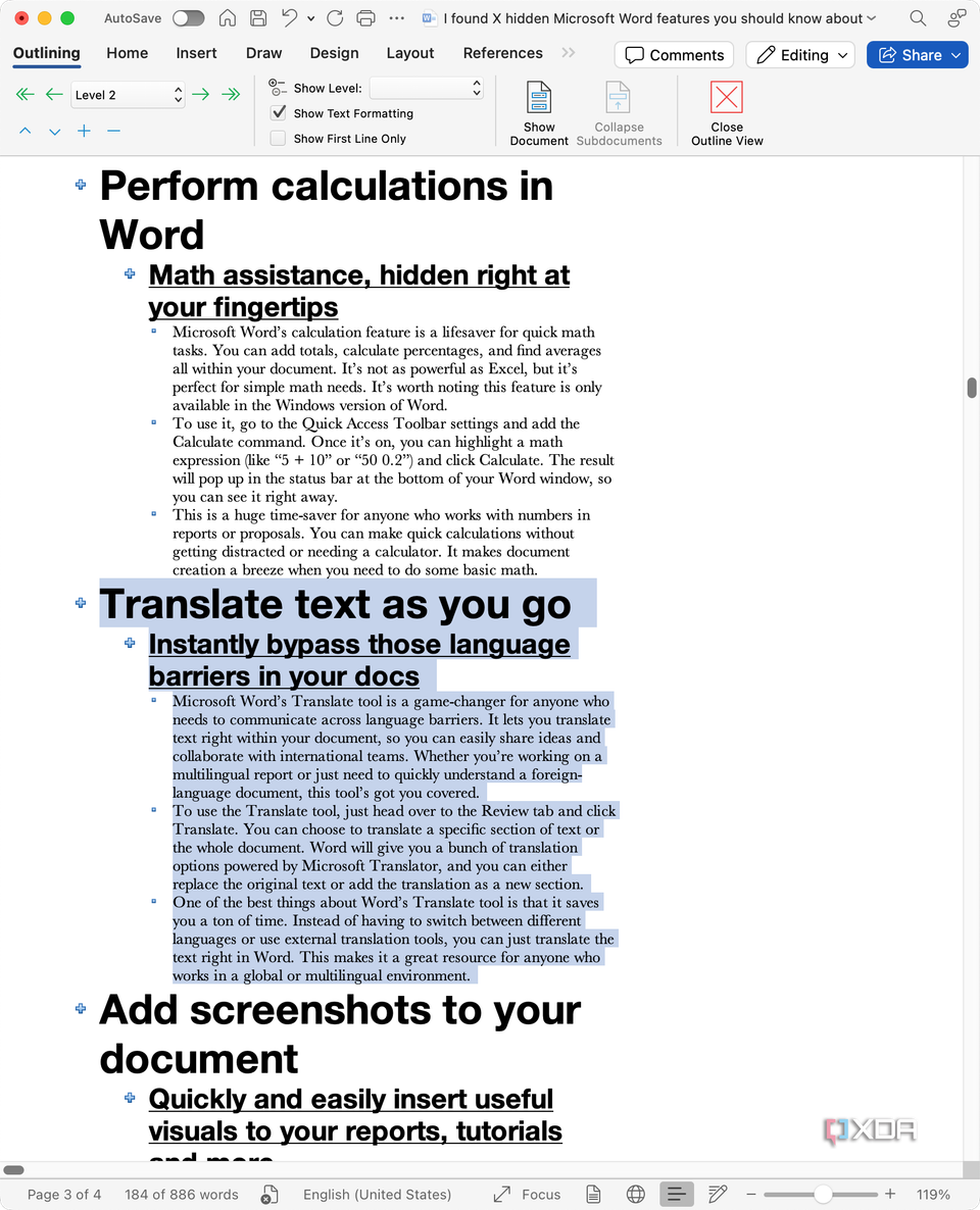 Reorganize text in Outline view_1