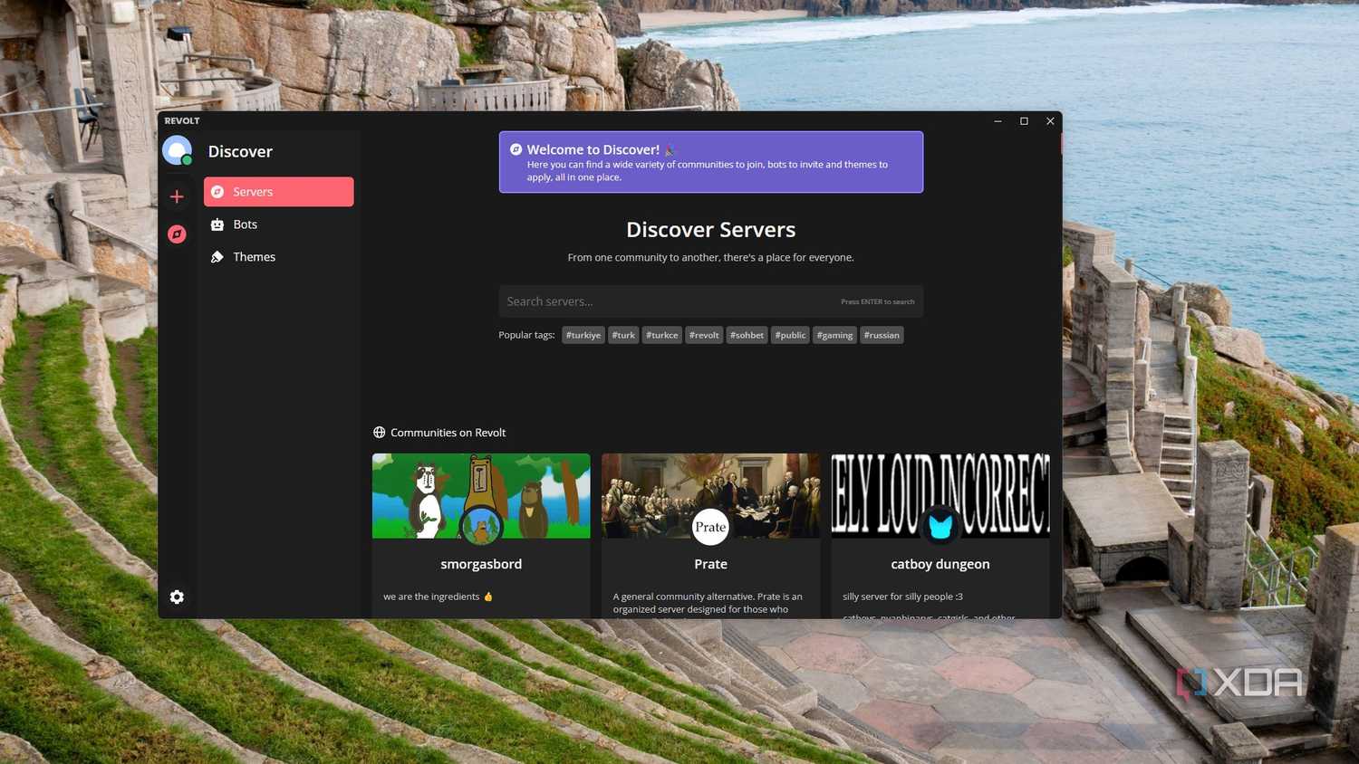 image of the revolt servers tab