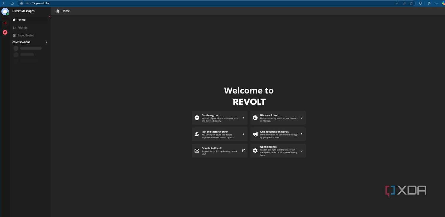 Image showing what the revolt web app looks like
