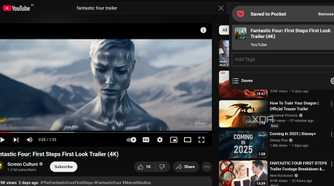 Saving a YouTube video to Pocket