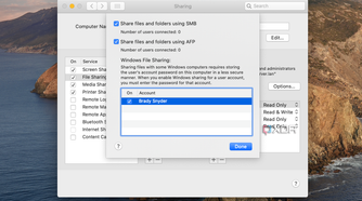 Using SMB in macOS Sharing.